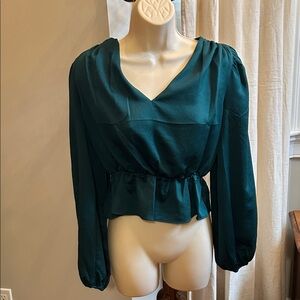 Express Green Long Sleeve Blouse